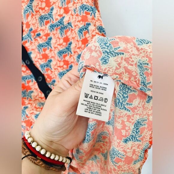 Anthropologie Vanessa Virginia Honore Tiger Print Blouse - Picture 6 of 9